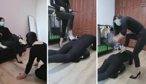 【凌儿女神】鞭打转胯碾压踩狗头手铐反绑抽耳光关狗笼网盘下载插图1