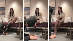【思诺】长靴黑丝虐绿帽-骑马清理脏鞋面吃口水裹脚纸伺候洗漱插图1