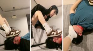 【垚竹】耐克鞋白袜女神-转胯狗爬全体重踩踏舔脏鞋吮吸脚趾插图1