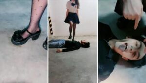 【小妍】车库挑调-JK洛丽塔-皮鞋黑丝踩虐吃口水舔脏鞋底-字母网社区