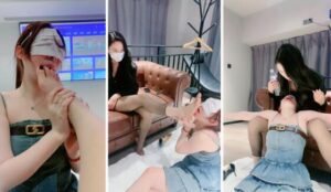 【瑾玥】最美女M-胯下羞辱鞭打捂脸插嘴玩狗舌踩踏【双视角版】-字母网社区