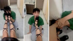 【LL77】黑裙美女酒店裸足毁容式踩踏-字母网社区