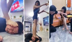 麋鹿银儿调双奴-暴虐出轨男友裸足全体重踩头-续集插图1