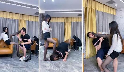 麋鹿银儿白领黑丝高跟-捆绑虐乳踩踏舔内裤骑脖窒息-字母网社区