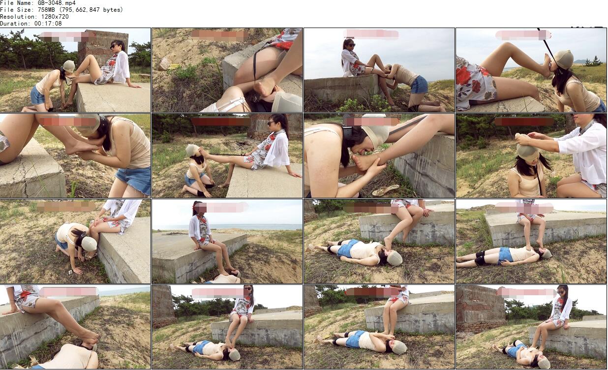 女女：女王野外调教女奴舔丝袜玉足主人狠打耳光踩踏踢打（盘-字母网社区