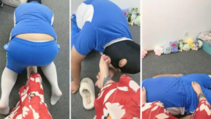 琳琳女王 学生犬做老师的脚奴 钻胯下揪乳头踢裆虐插图1